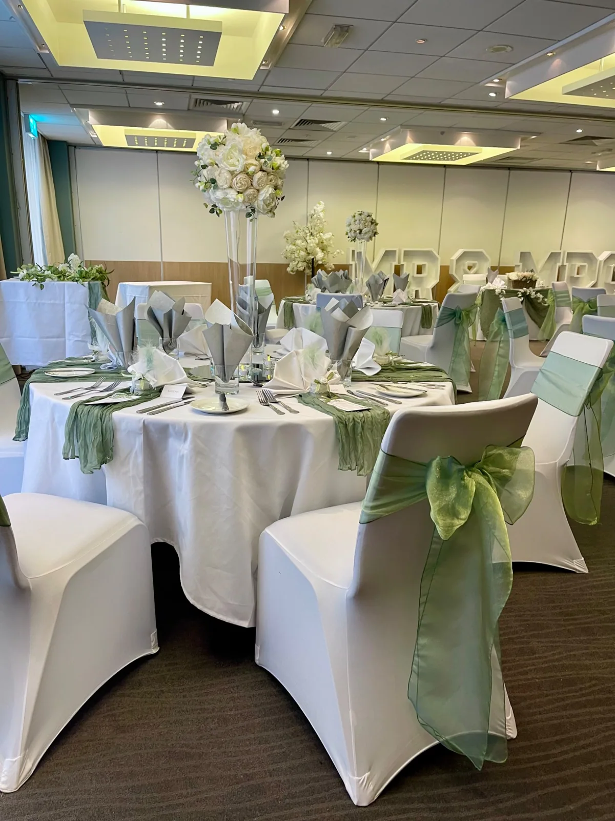 Sage green wedding reception