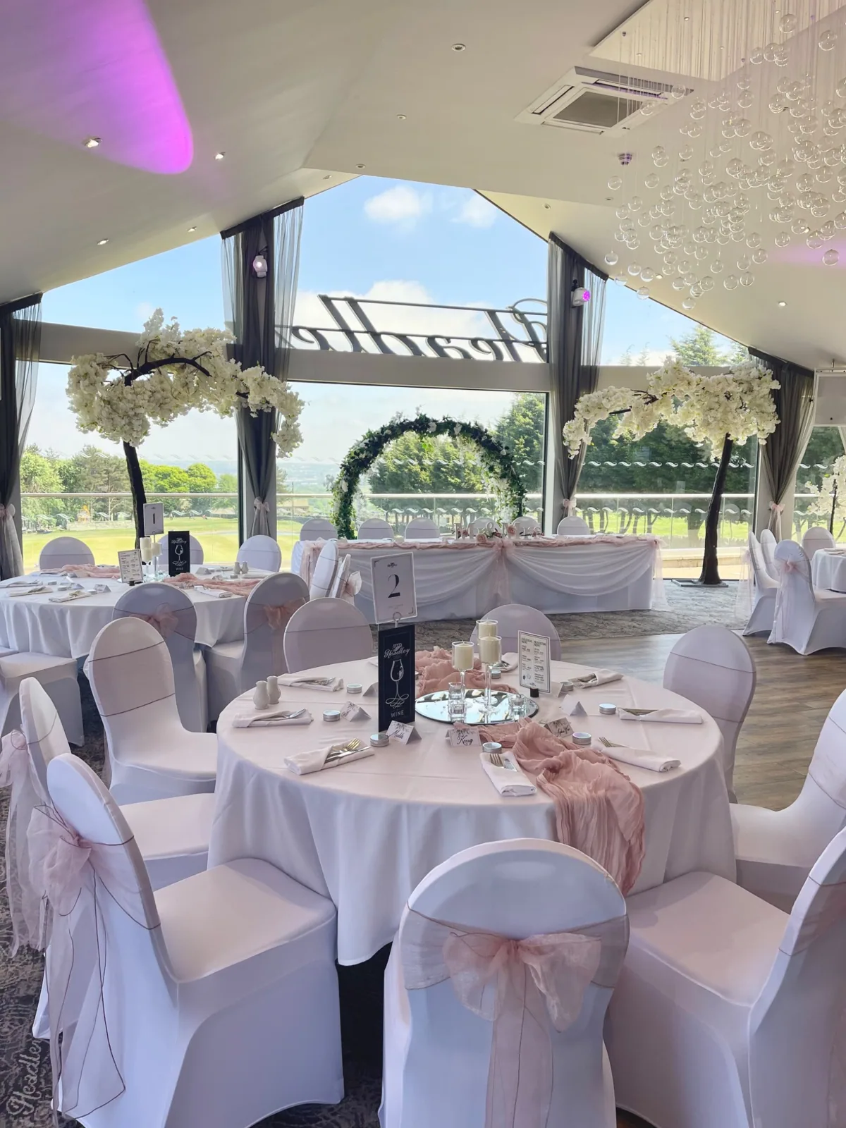 Blush pink wedding reception